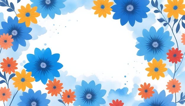 a blue and yellow floral background with blue and yellow flowers