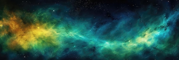Blue Yellow Green Space Panoramic Background Generative AI