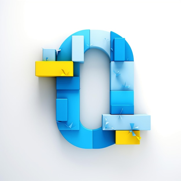 a blue and yellow letter c is on a white background.