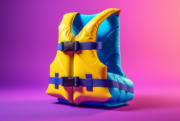 A blue and yellow life jacket mockup