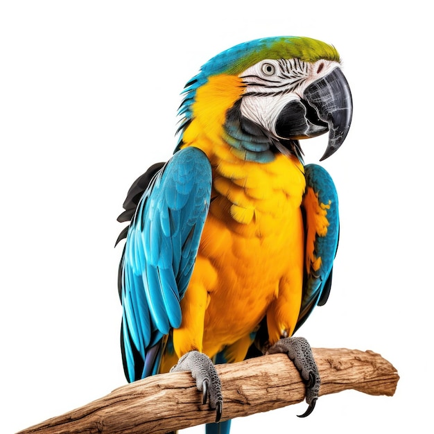 Blue and yellow macaw isolated Illustration AI Generative