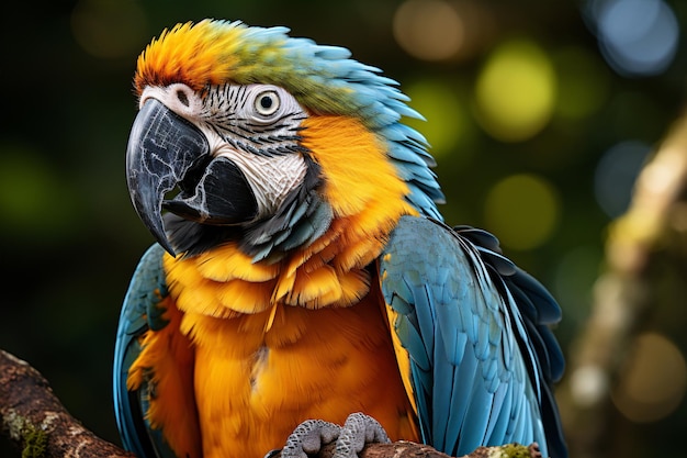 Photo blue and yellow macaw parrot ara ararauna araracaninde colombian species south america latin america