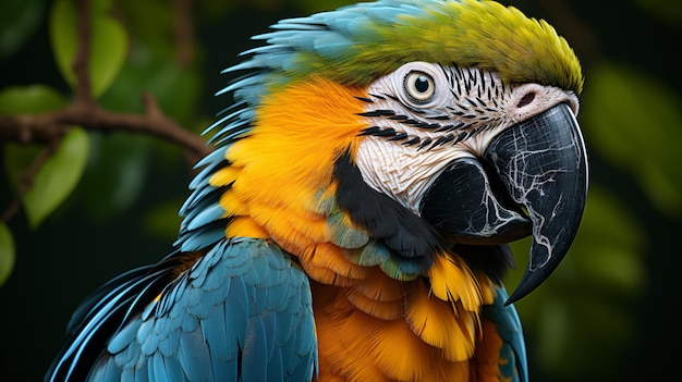 Photo blue and yellow macaw parrot ara ararauna araracaninde colombian species south america latin america