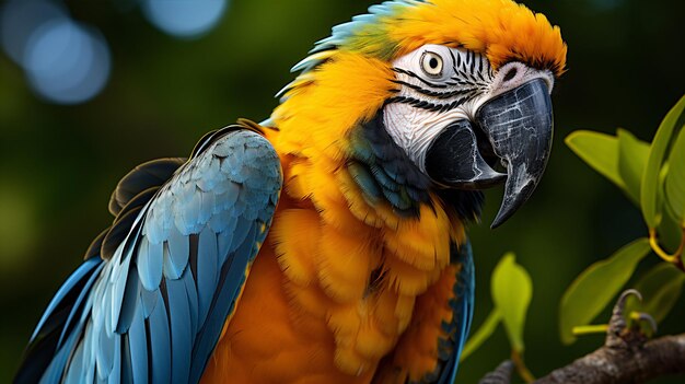 Photo blue and yellow macaw parrot ara ararauna araracaninde colombian species south america latin america