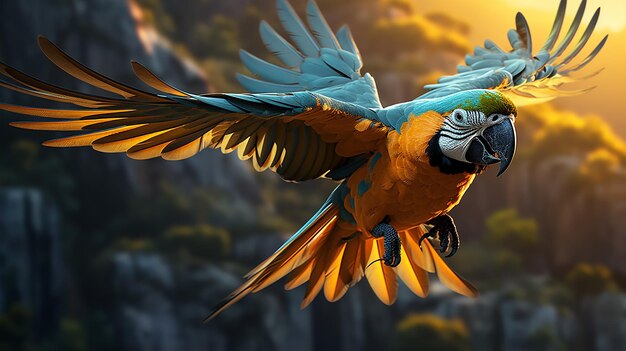 Premium AI Image | Blue and Yellow Macaw Parrots Ara Ararauna