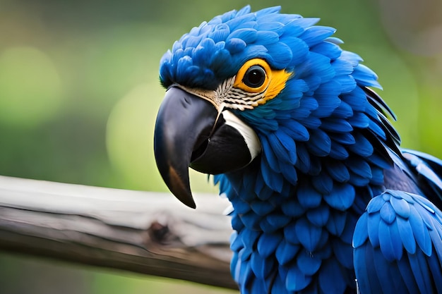 青と黄色のコンゴウインコのくちばし