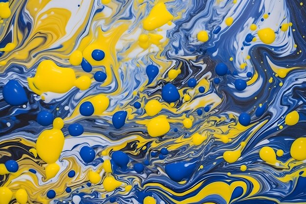 Blue and yellow marble abstract texture background pattern