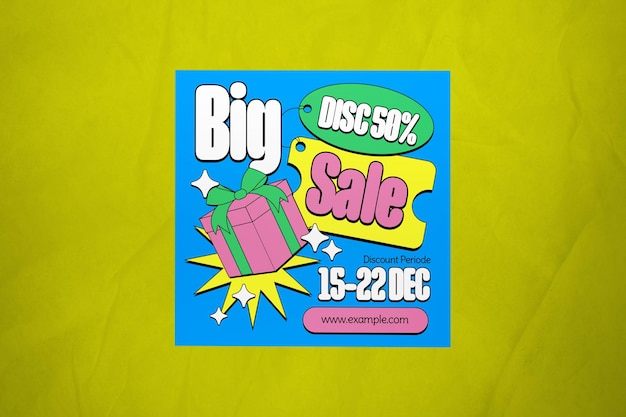 blue yellow maximalist christmas sale banner