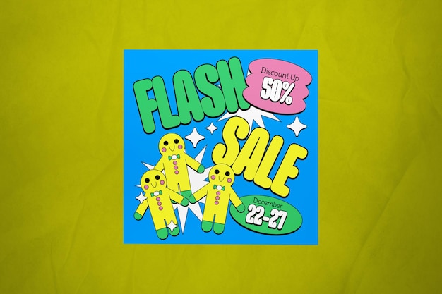 blue yellow maximalist christmas sale banner