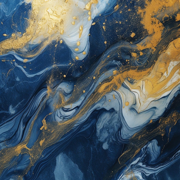 A blue and yellow painting of a blue and orange colored background
