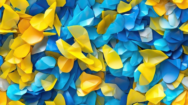 A blue and yellow paper background with the word love on it