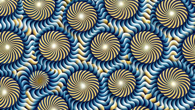 a blue and yellow pattern of the waves