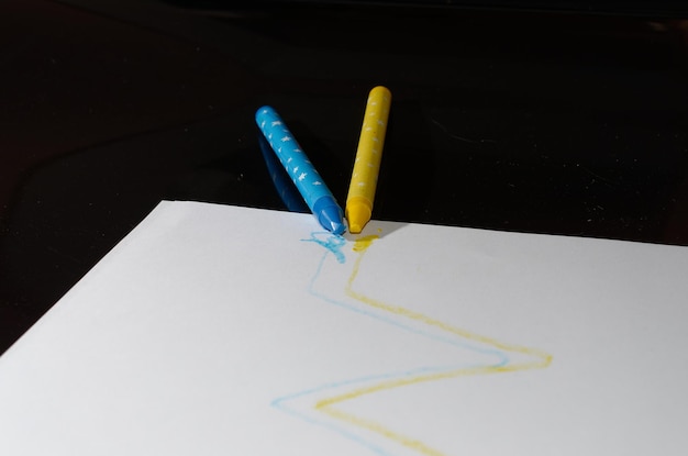 Blue and yellow pencil