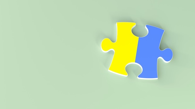 A blue and yellow puzzle piece with the word Ukraine on it