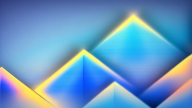 A blue and yellow pyramid shapes with a yellow light on the top