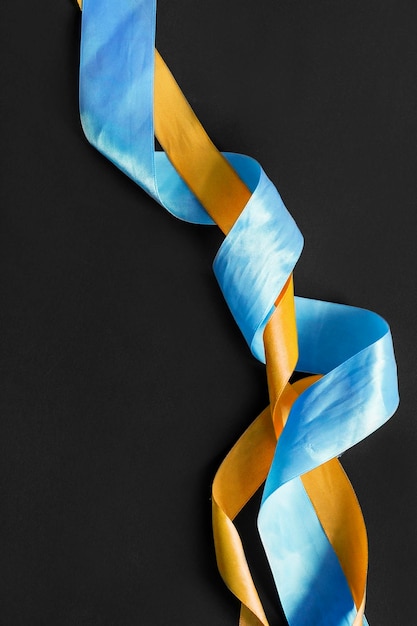 Photo blue and yellow ribbons