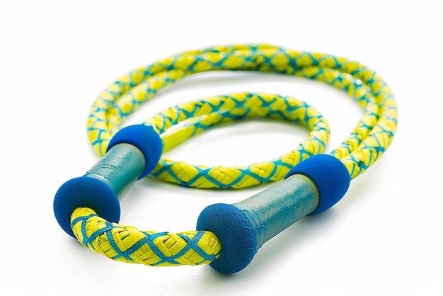 a blue and yellow rope with the word  on it