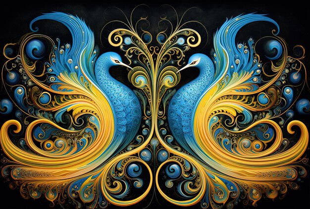 blue yellow swirls by miami artist mia taylor in the style of fractal patterns