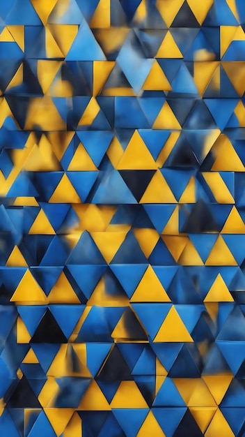 A blue and yellow triangle background with a triangle pattern