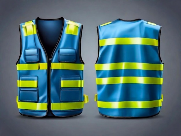 a blue and yellow vest with a blue vest that says  t - shirt
