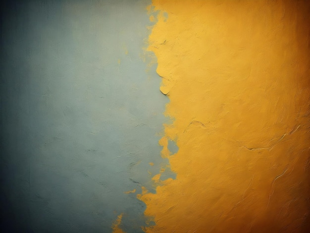 A blue and yellow wall with a blue and yellow paint.