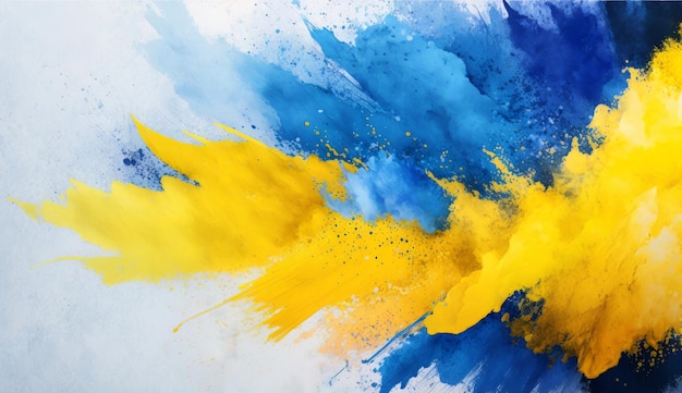 Blue Yellow Watercolor Background Abstract Artistic Backdrop Generative AI