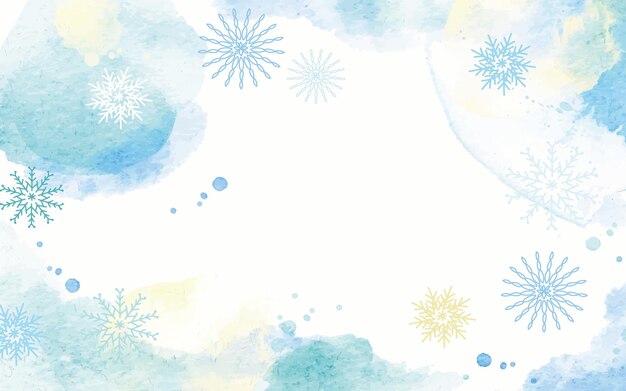 Photo a blue and yellow watercolor background with snowflakes