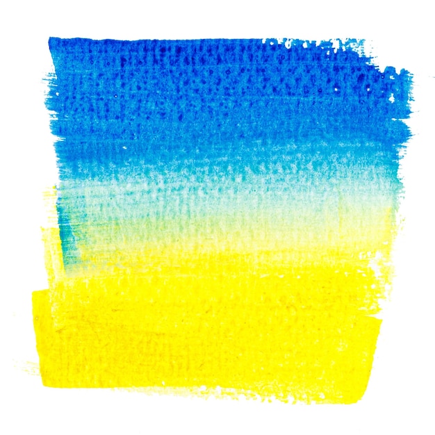 Blue and yellow watercolor hand paint isolated on white background