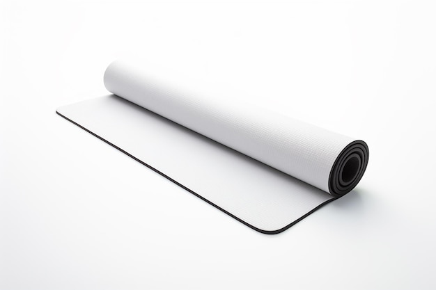 Photo blue yoga mat on a white background studio shot isolated