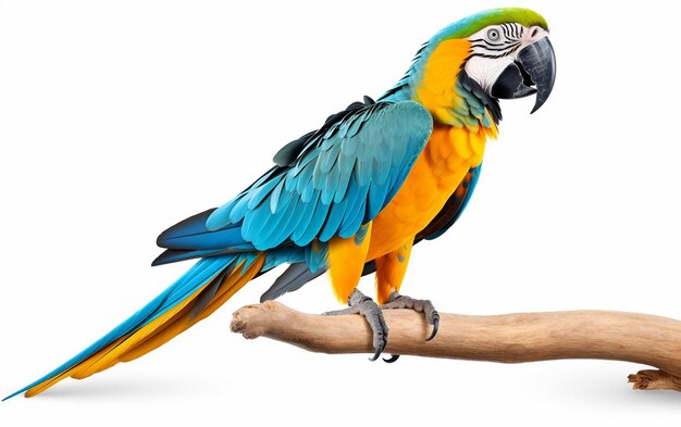 BlueandYellow Macaw39s Mesmerizing Elegance Isolated on White Background