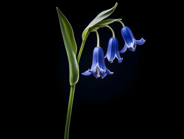 Цветок голубой колокольчики на фоне студии одиночный цветок голубых колокольчиков красивый цветок ai сгенерированное изображение
