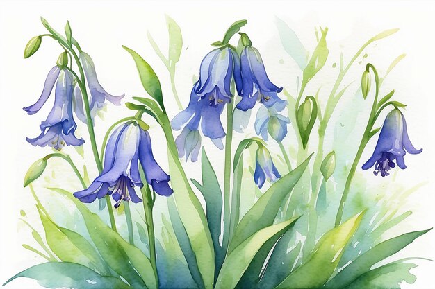 Photo bluebell greeting card watercolor illustration with heartfelt message