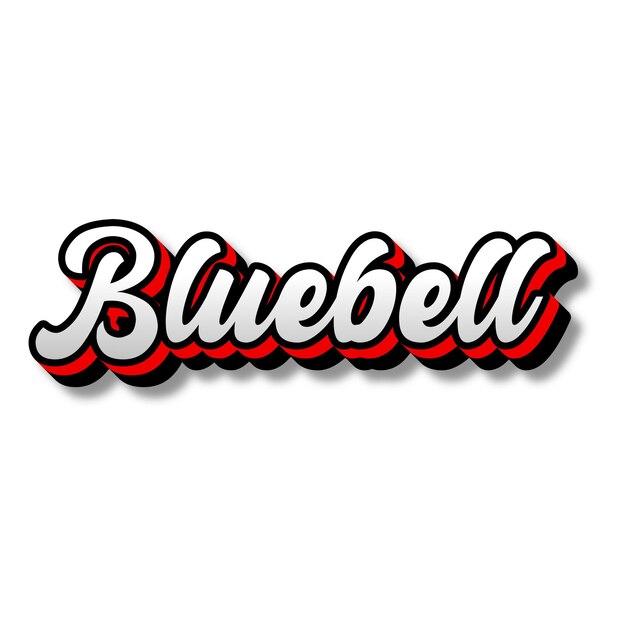 Photo bluebell text 3d silver red black white background photo jpg