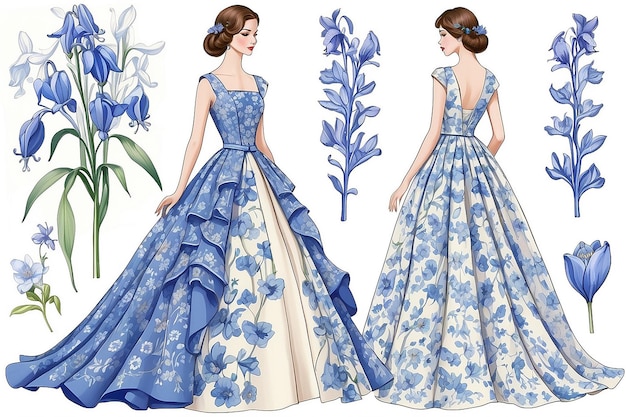 BluebellInspired Fashion Floral Design Illustration
