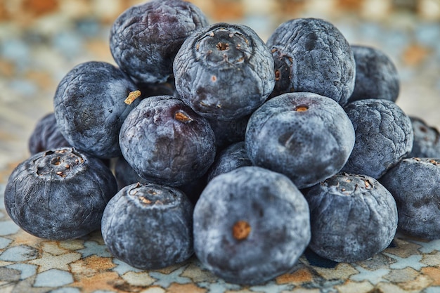 Blueberries are on the plate ready to eat.