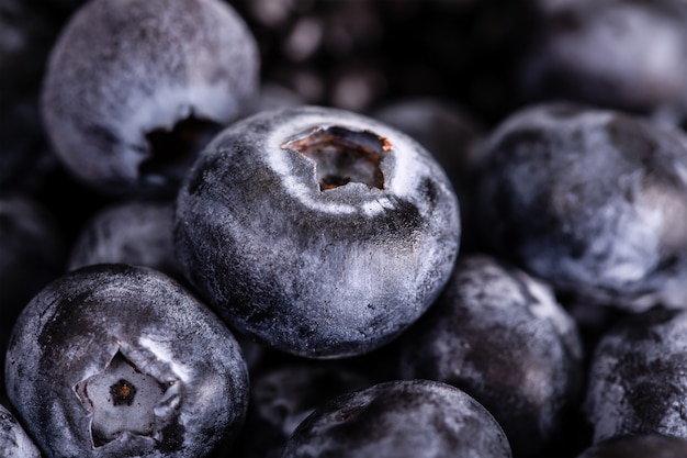 Blueberries and blackberries berries close-up.