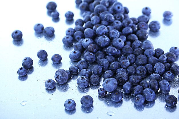 Blueberries on blue