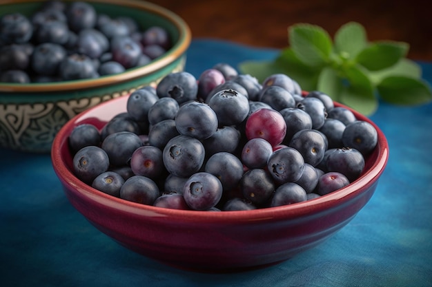 Blueberries in a bowl on a table