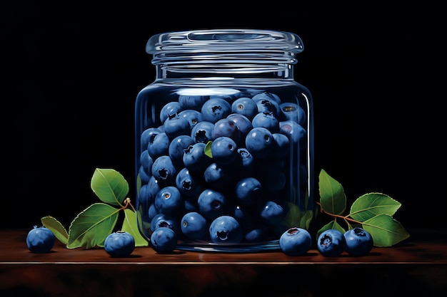 Blueberries in a Glass Jar