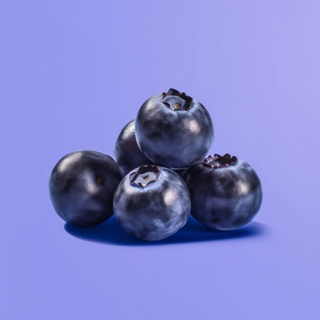 Photo blueberries on gradient background generative ai