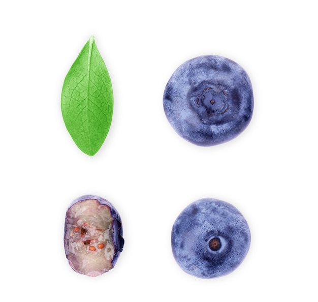 Blueberries isolated on white background set