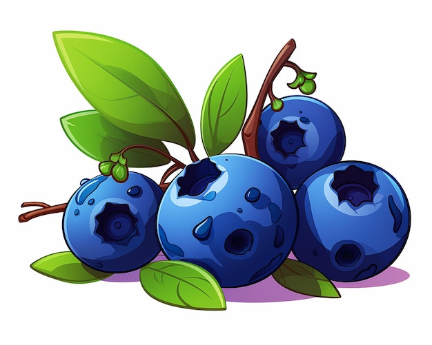 Blueberries leaves and a sticker sheet