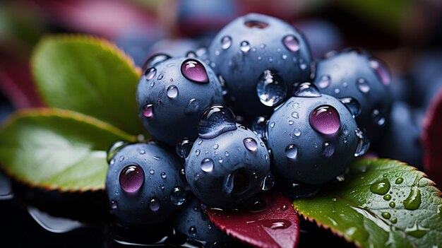 blueberries and mint in a glass bowl