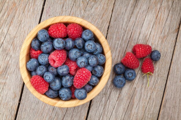 Blueberries and raspberries