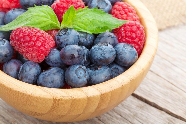 Blueberries and raspberries