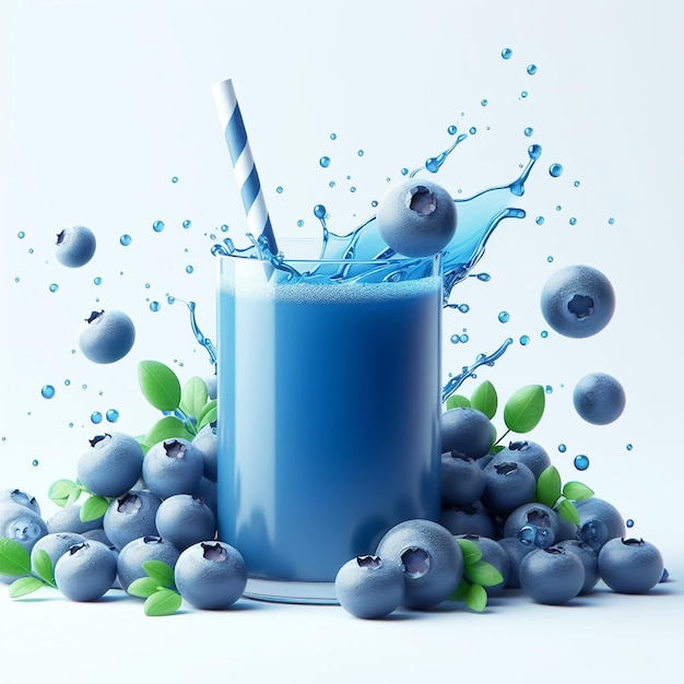 Blueberries refreshment cool drink Illustration of fresh and healthy drinks for summer AI