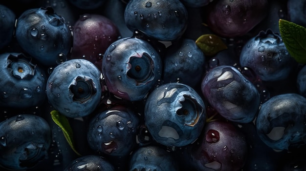 Blueberries seamless background Generative AI