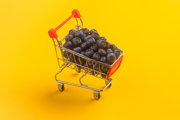 Blueberries in shopping cart