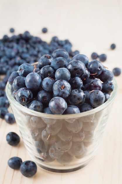 Blueberries in in a small glass