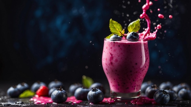 Photo blueberries smoothie splash